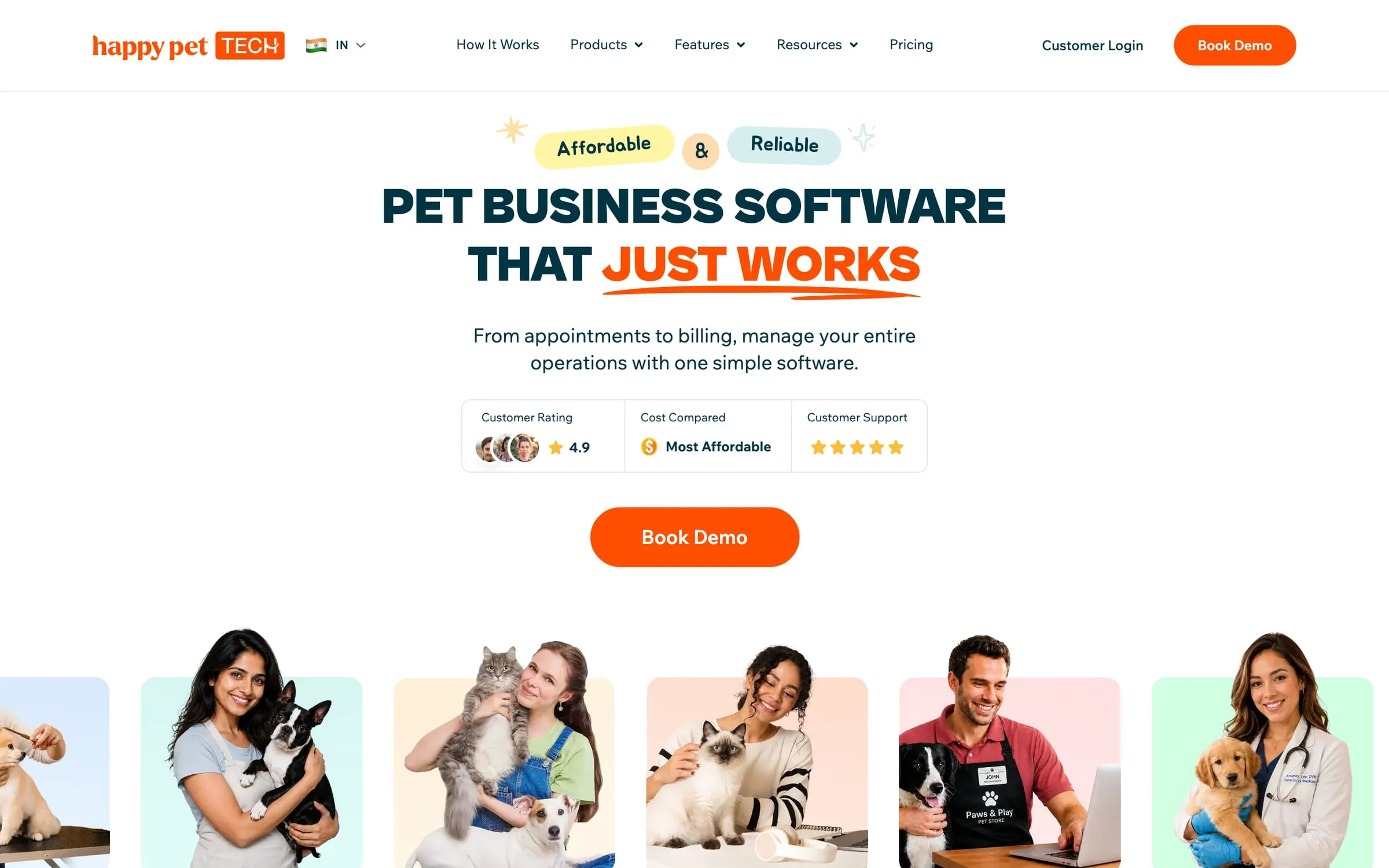 Happy Pet Tech dashboard: screenshot of happypet.tech