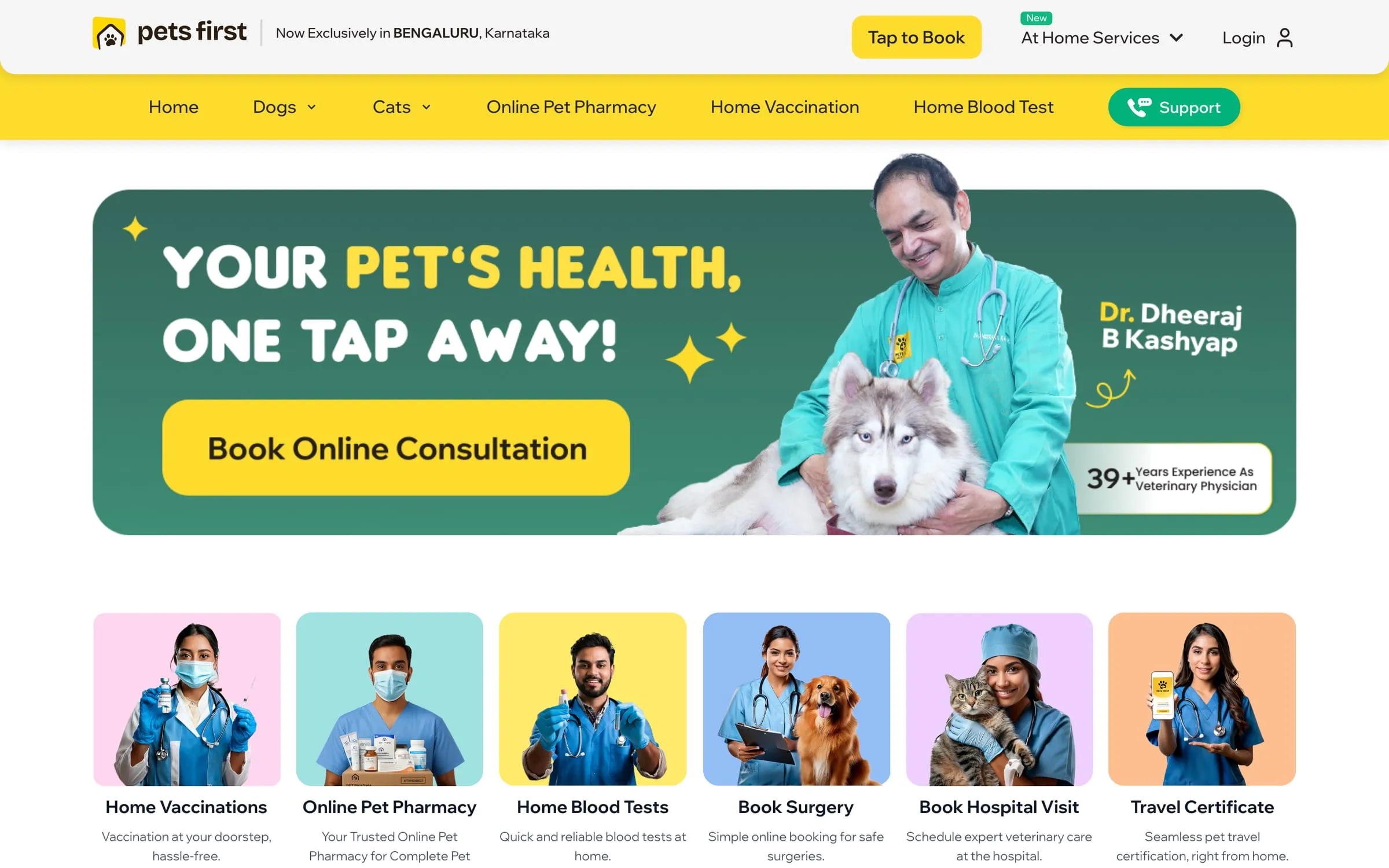 PetsFirst Health booking: screenshot of health.petsfirst.care